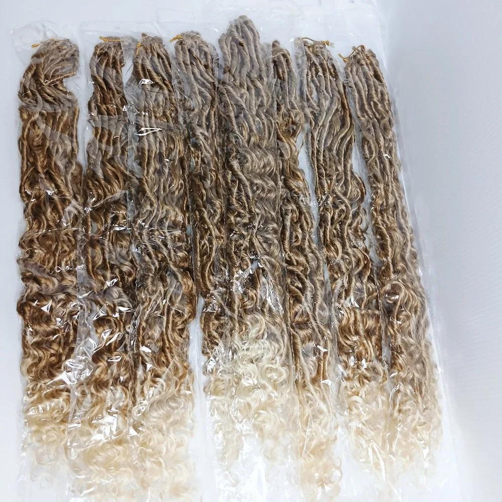 24 Inch Goddess‎ Locs Crochet Hair 8 Packs #27/613 Ombre Blonde Boho